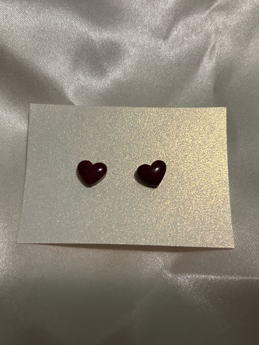 Small Dark Red Heart Shaped Stud Earrings